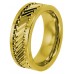 Yellow Gold IP Tungsten Carbide Gear Design Center Wedding Band - Mens Ring